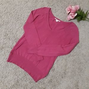 Magenta Pink V-Neck Sweater
